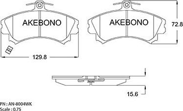 Akebono AN-8004WKE - Тормозные колодки, дисковые, комплект autospares.lv