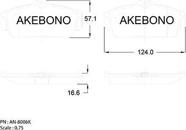 Akebono AN-8006K - Тормозные колодки, дисковые, комплект autospares.lv