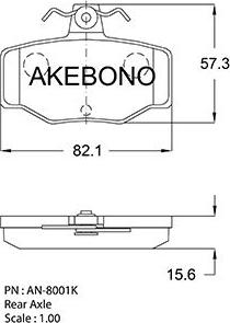 Akebono AN-8001K - Тормозные колодки, дисковые, комплект autospares.lv