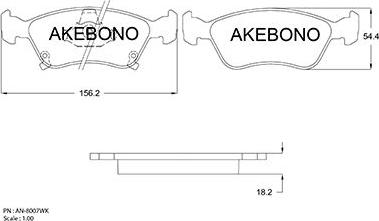 Akebono AN-8007WK - Тормозные колодки, дисковые, комплект autospares.lv