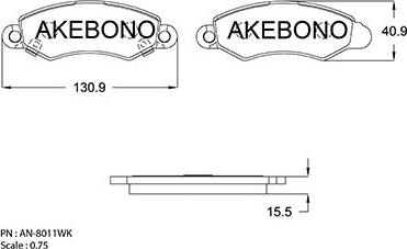 Akebono AN-8011WKE - Тормозные колодки, дисковые, комплект autospares.lv