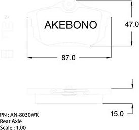 Akebono AN-8030WKE - Тормозные колодки, дисковые, комплект autospares.lv