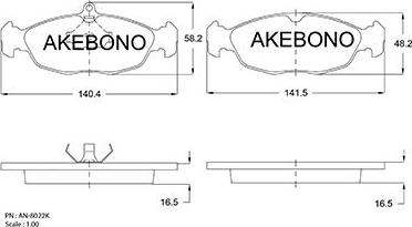 Akebono AN-8022K - Тормозные колодки, дисковые, комплект autospares.lv