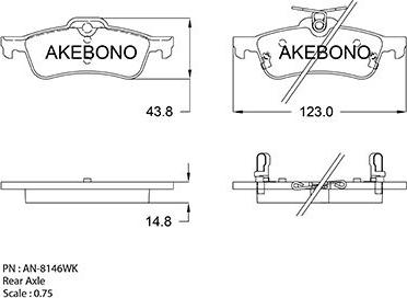 Akebono AN-8146WK - Тормозные колодки, дисковые, комплект autospares.lv