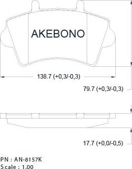 Akebono AN-8157KE - Тормозные колодки, дисковые, комплект autospares.lv