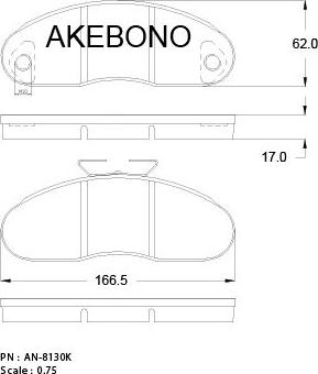 Akebono AN-8130K - Тормозные колодки, дисковые, комплект autospares.lv