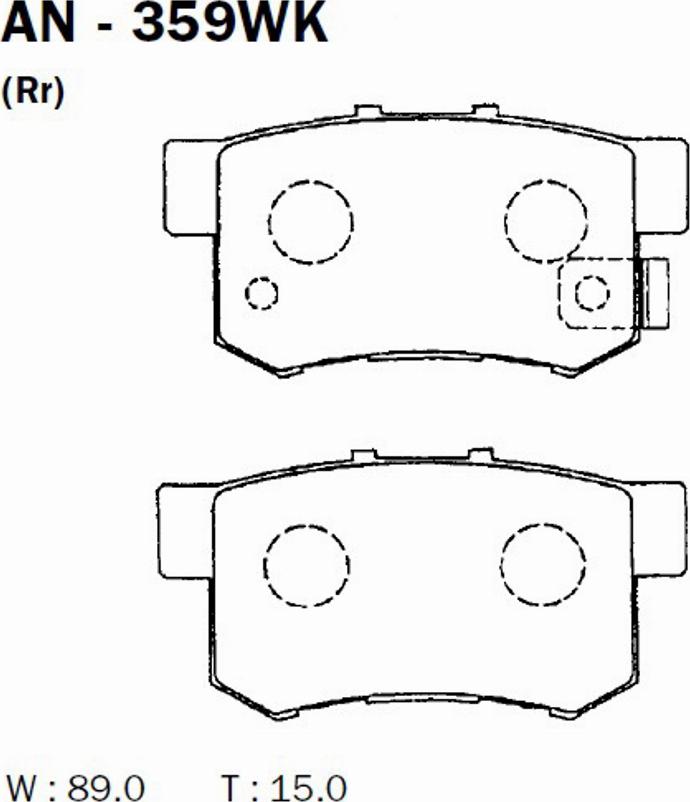 Akebono AN-359WK - Тормозные колодки, дисковые, комплект autospares.lv