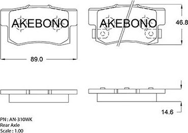 Akebono AN-310WKE - Тормозные колодки, дисковые, комплект autospares.lv