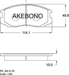 Akebono AN-317K - Тормозные колодки, дисковые, комплект autospares.lv