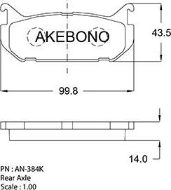 Akebono AN-384KE - Тормозные колодки, дисковые, комплект autospares.lv