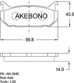 Akebono AN-384K - Тормозные колодки, дисковые, комплект autospares.lv