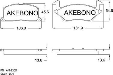 Akebono AN-330K - Тормозные колодки, дисковые, комплект autospares.lv