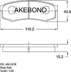Akebono AN-337K - Тормозные колодки, дисковые, комплект autospares.lv