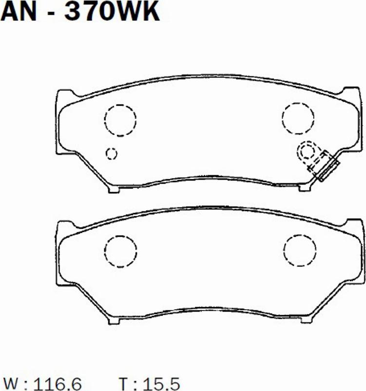 Akebono AN-370WK - Тормозные колодки, дисковые, комплект autospares.lv