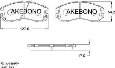 Akebono AN-295WK - Тормозные колодки, дисковые, комплект autospares.lv