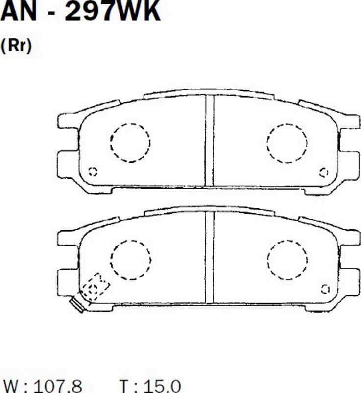 Akebono AN-297WK - Тормозные колодки, дисковые, комплект autospares.lv