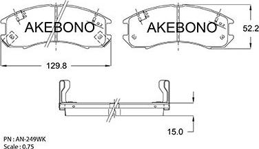 Akebono AN-249WKE - Тормозные колодки, дисковые, комплект autospares.lv