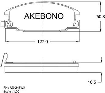 Akebono AN-248WKE - Тормозные колодки, дисковые, комплект autospares.lv