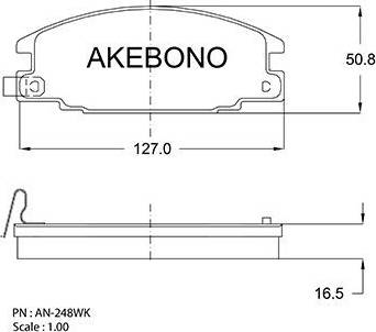 Akebono AN-248WK - Тормозные колодки, дисковые, комплект autospares.lv