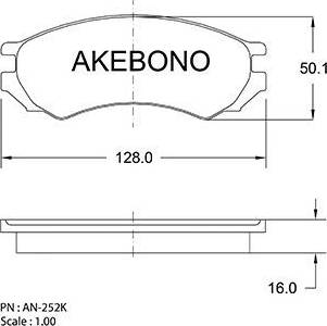 Akebono AN-252K - Тормозные колодки, дисковые, комплект autospares.lv