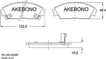 Akebono AN-264WK - Тормозные колодки, дисковые, комплект autospares.lv