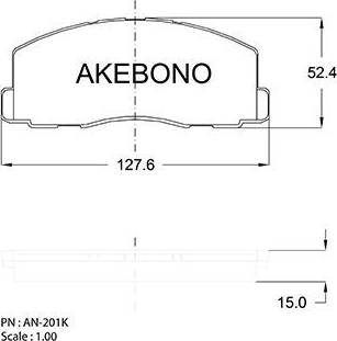 Akebono AN-201K - Тормозные колодки, дисковые, комплект autospares.lv