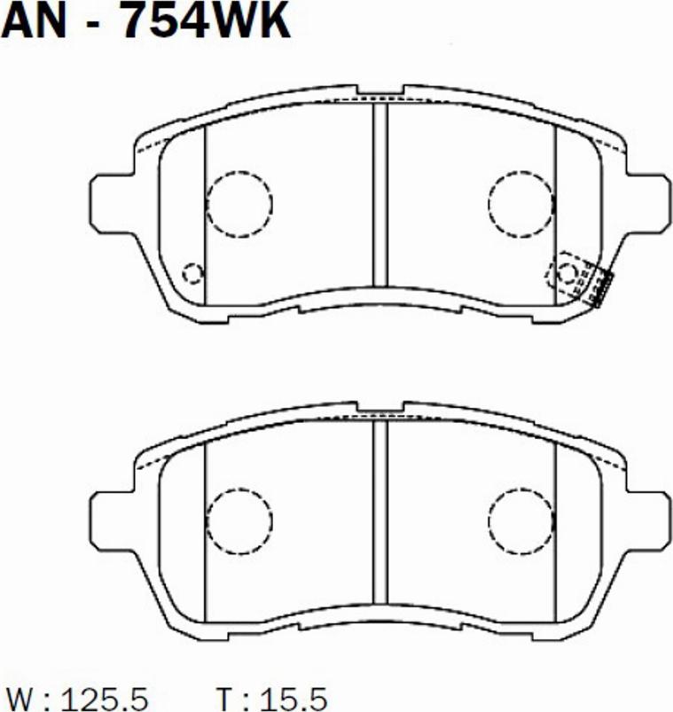 Akebono AN754WK - Тормозные колодки, дисковые, комплект autospares.lv