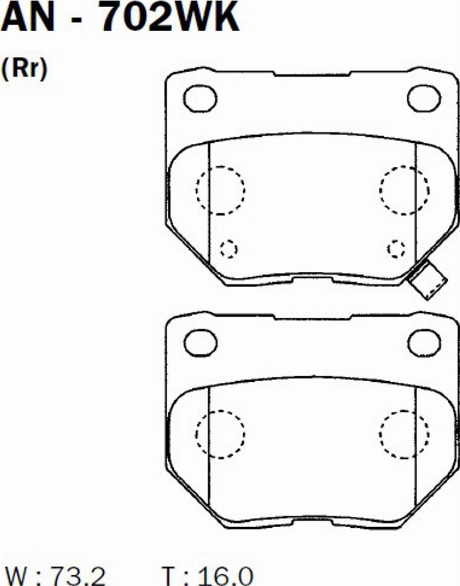 Akebono AN-702WK - Тормозные колодки, дисковые, комплект autospares.lv