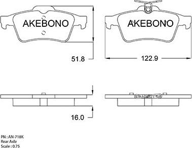 Akebono AN-718KE - Тормозные колодки, дисковые, комплект autospares.lv
