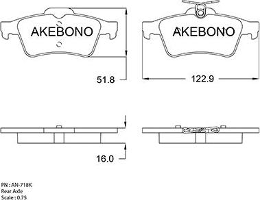 Akebono AN-718K - Тормозные колодки, дисковые, комплект autospares.lv