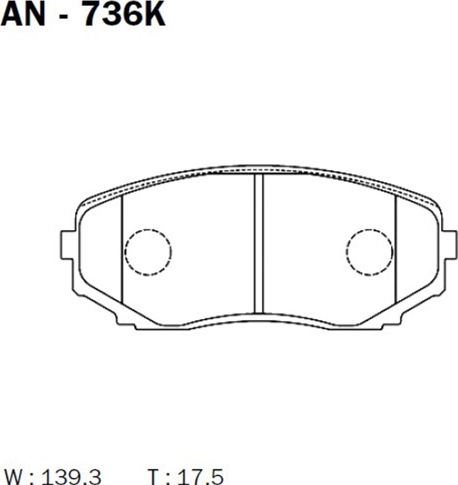 Akebono AN-736K - Тормозные колодки, дисковые, комплект autospares.lv