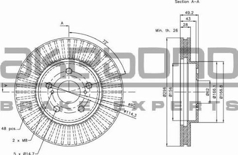 Akebono BN-0990 - Тормозной диск autospares.lv