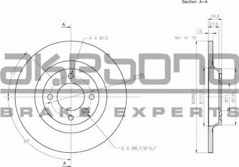 Akebono BN-0991 - Тормозной диск autospares.lv