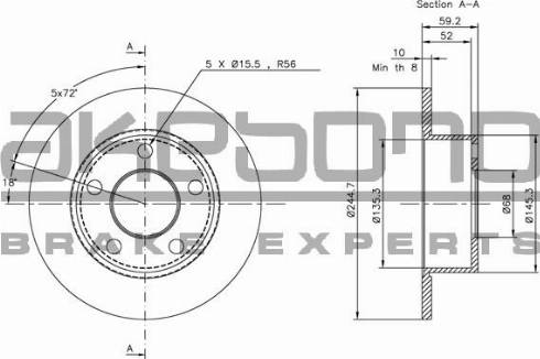 Akebono BN-0993 - Тормозной диск autospares.lv