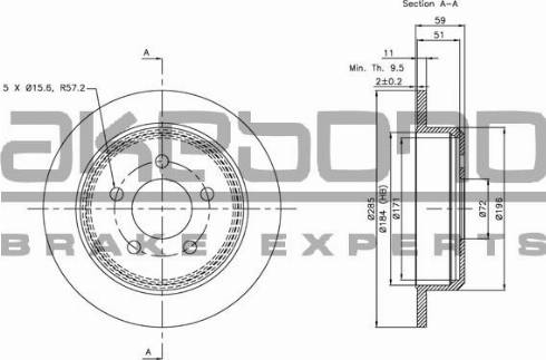 Akebono BN-0940 - Тормозной диск autospares.lv