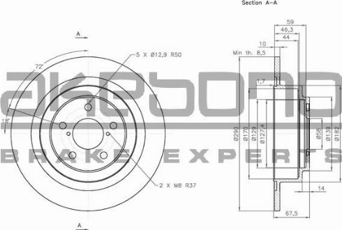 Akebono BN-0941 - Тормозной диск autospares.lv