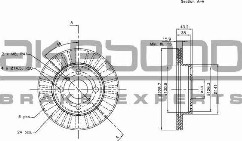 Akebono BN-0958E - Тормозной диск autospares.lv