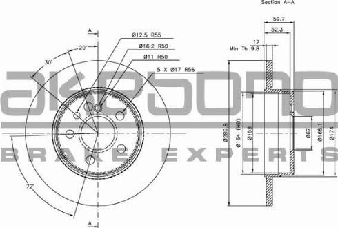 Akebono BN-0904E - Тормозной диск autospares.lv