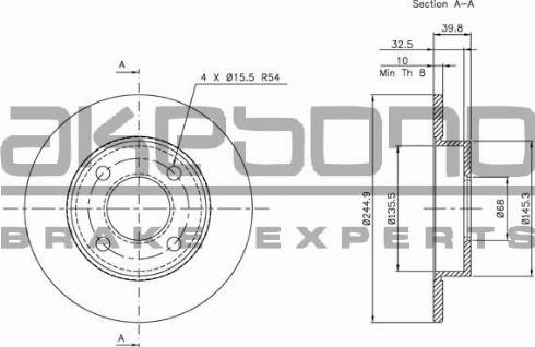 Akebono BN-0908 - Тормозной диск autospares.lv