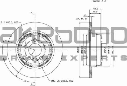 Akebono BN-0911 - Тормозной диск autospares.lv