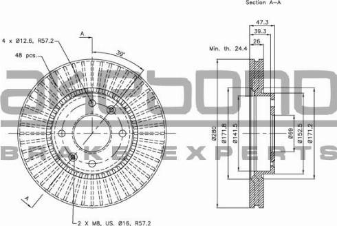 Akebono BN-0913 - Тормозной диск autospares.lv