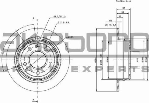 Akebono BN-0985 - Тормозной диск autospares.lv