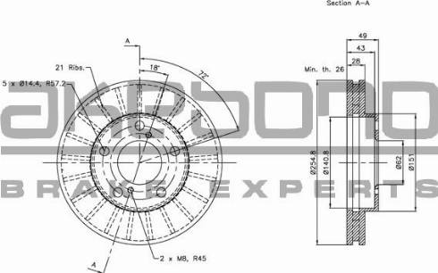 Akebono BN-0937 - Тормозной диск autospares.lv