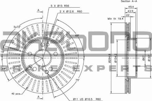 Akebono BN-0929 - Тормозной диск autospares.lv