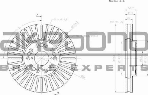 Akebono BN-0926 - Тормозной диск autospares.lv