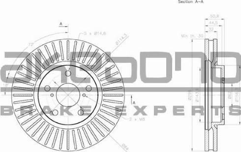 Akebono BN-0927 - Тормозной диск autospares.lv