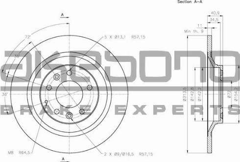 Akebono BN-0974 - Тормозной диск autospares.lv