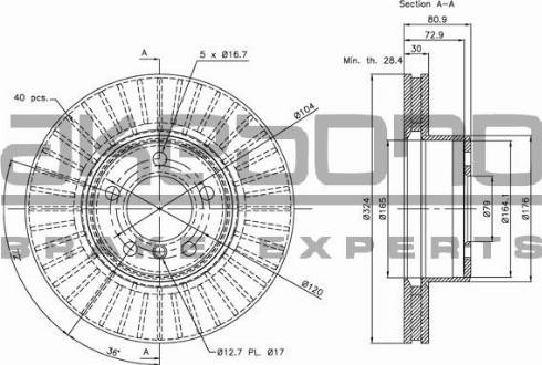 Akebono BN-0976 - Тормозной диск autospares.lv