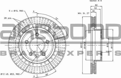 Akebono BN-0973 - Тормозной диск autospares.lv