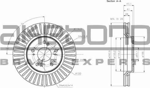 Akebono BN-0491E - Тормозной диск autospares.lv